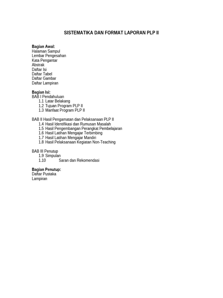 Laporan PLP II: Sistematik dan Format | PDF