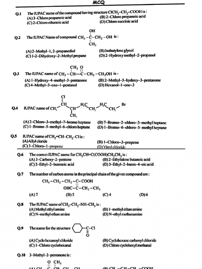IUPAC Naming Practice Questions | PDF | Methyl Group | Chemical Substances