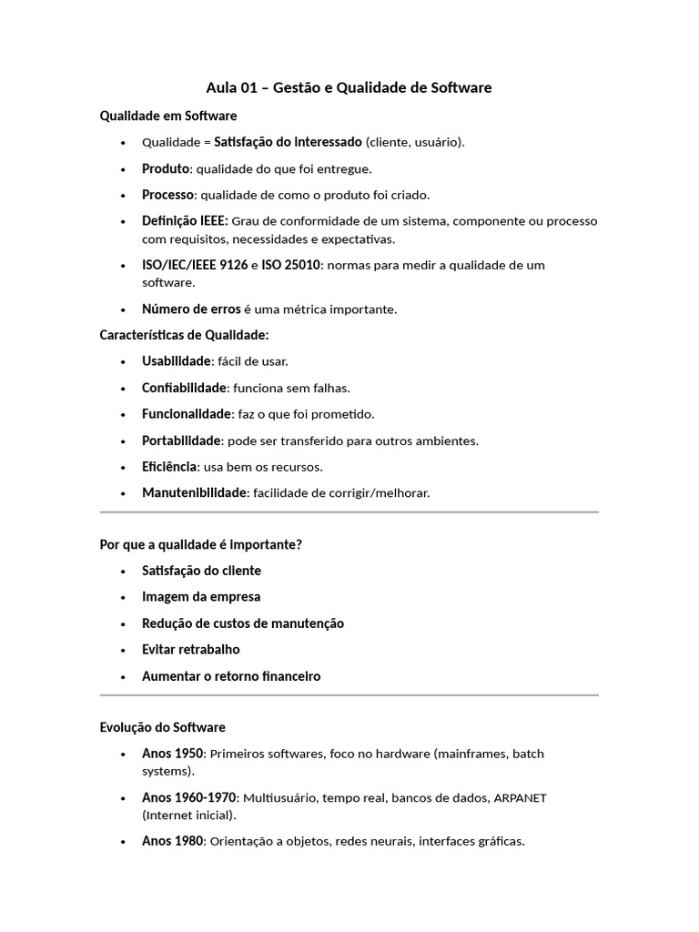 Gestão e Qualidade em Software: Fundamentos | PDF | Testes de software ...