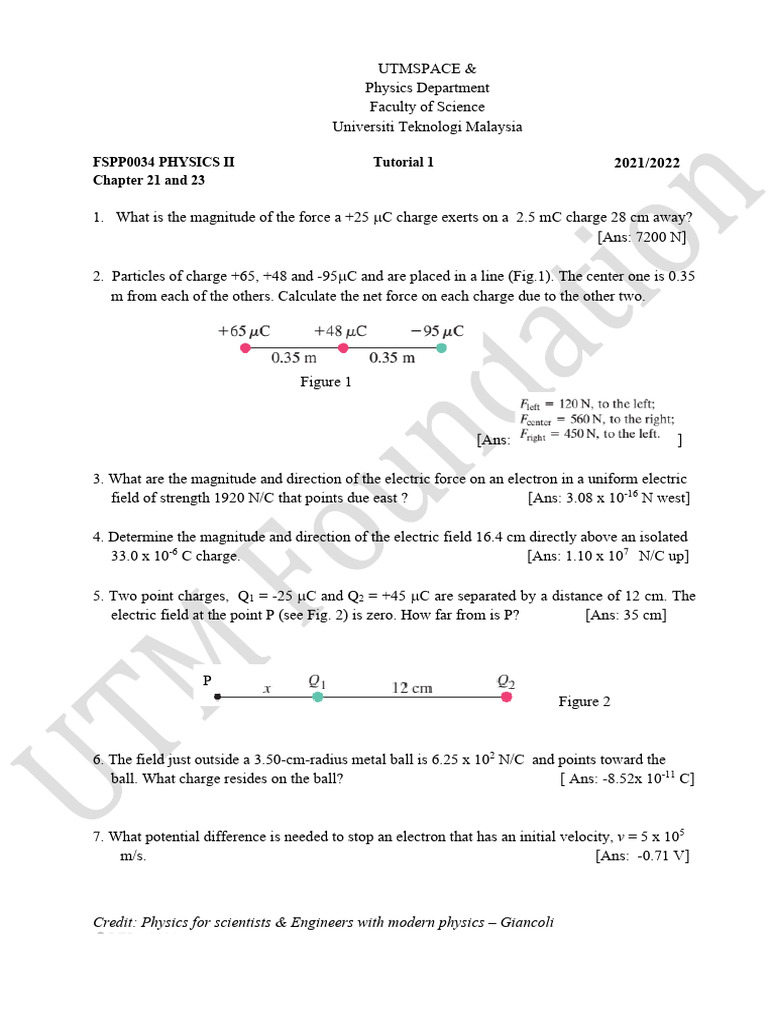 Physics II Tutorial: Electric Forces & Fields | PDF | Electron | Force