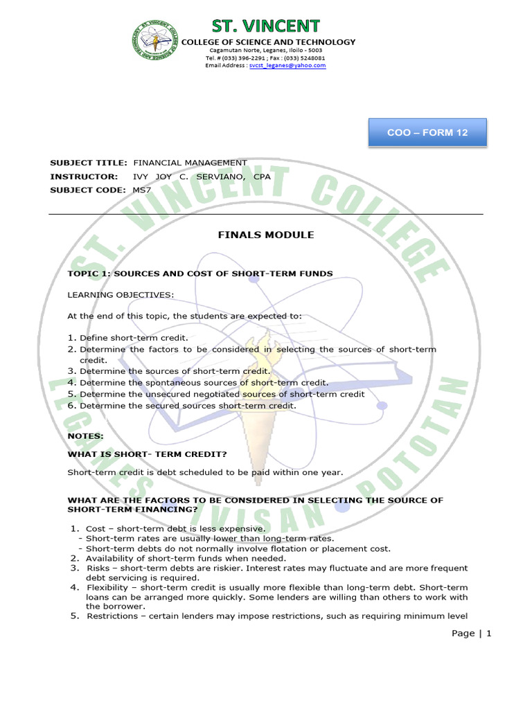 Serviano Ms7 Finals Module Leganes | PDF | Preferred Stock | Cost Of ...