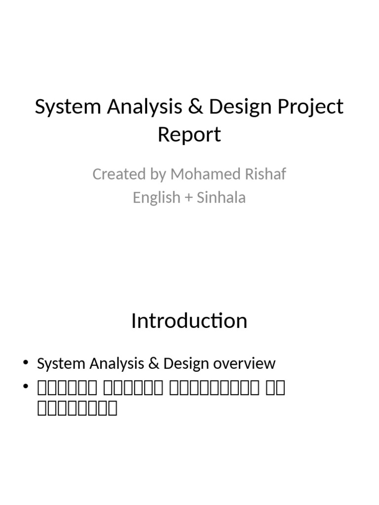 System Analysis Design Project | PDF
