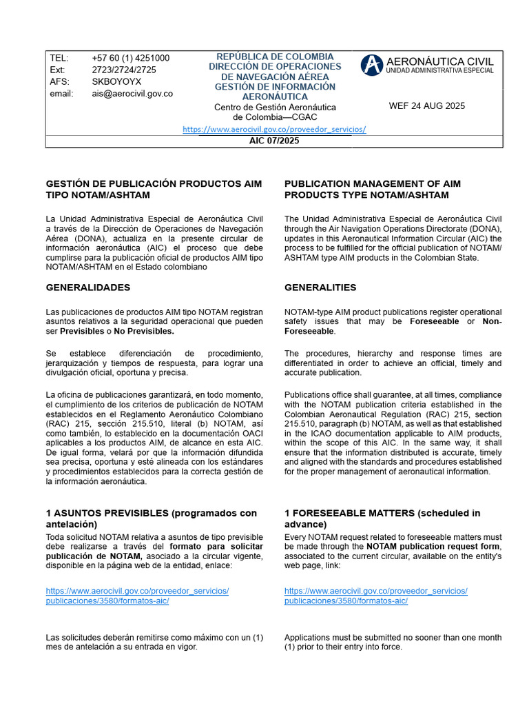 Proceso de Publicación de NOTAM/ASHTAM | PDF | Seguridad de la aviación ...
