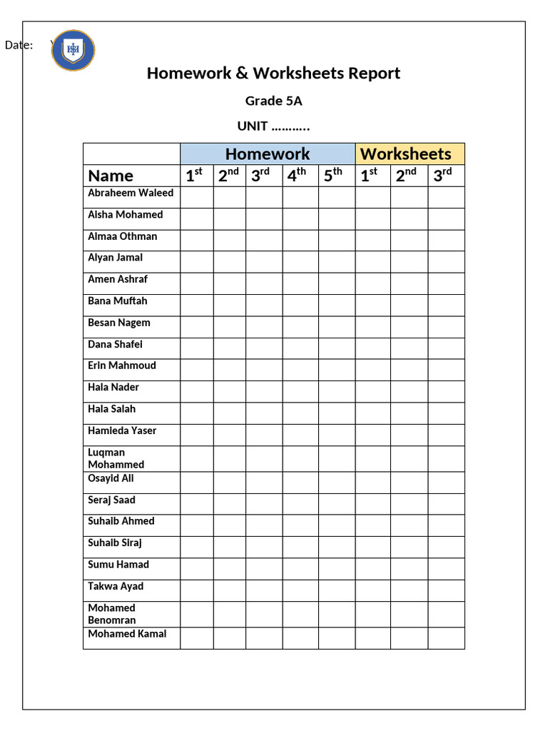 Homework&Worksheets Report 5A | PDF