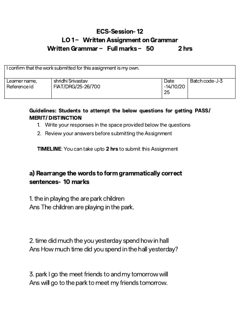 Grammar Assignment Guidelines and Tasks | PDF | Chess Theory | Chess