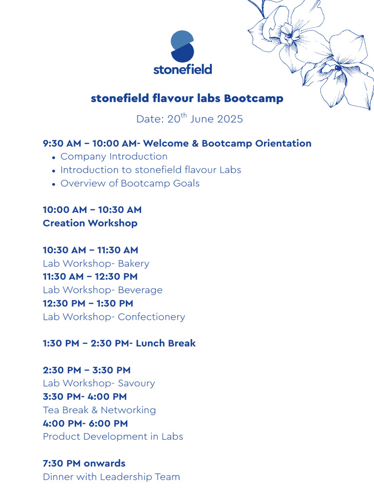 Stonefield Flavour Labs Bootcamp 2025 | PDF