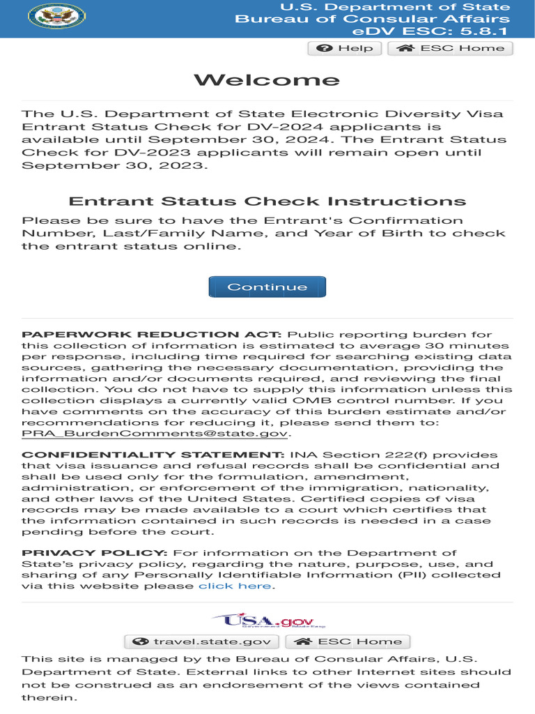eDV Status Check Instructions for DV-2024 | PDF