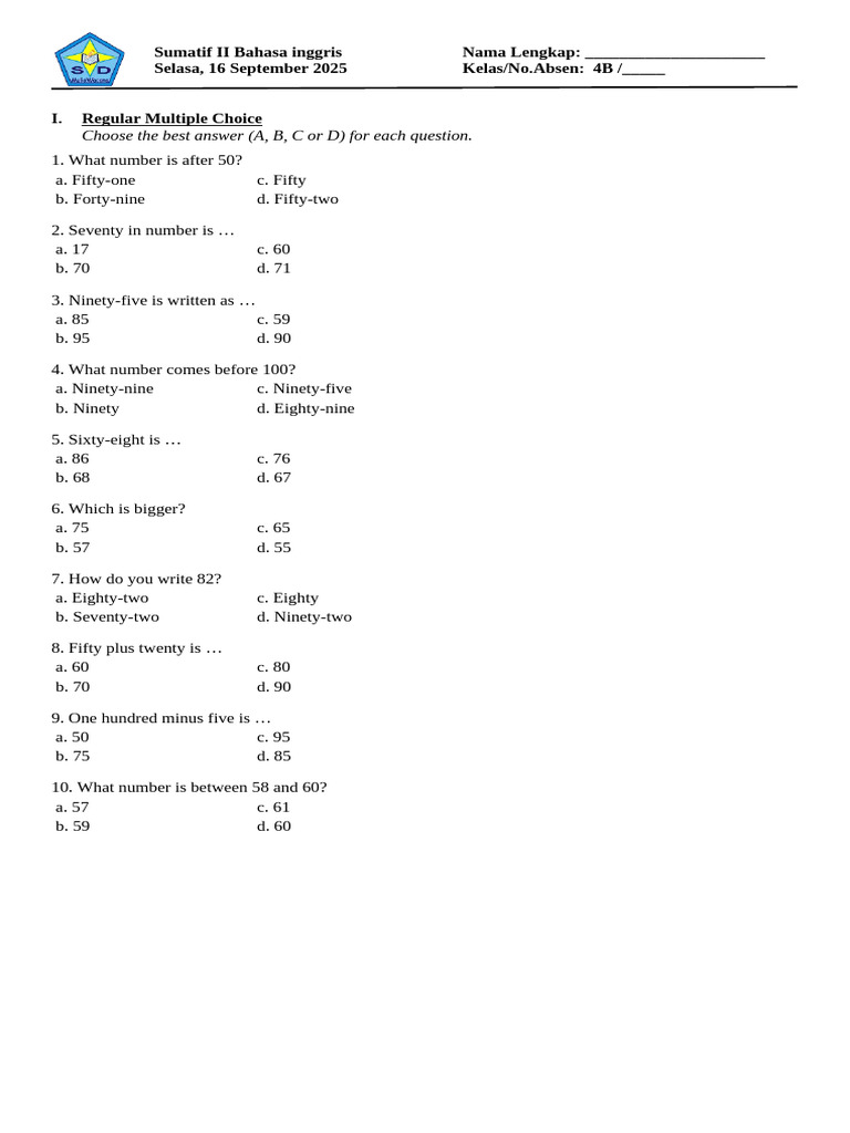 English Math Quiz for Grade 4B | PDF | Chess | Chess Theory