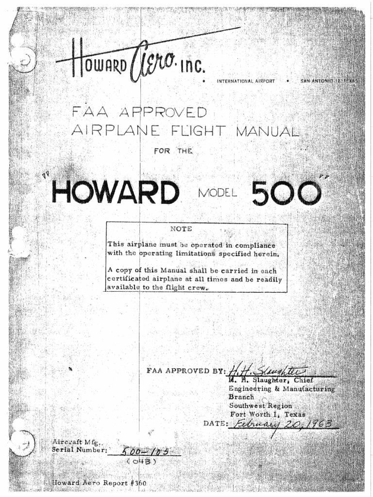 Howard 500 Flight Manual | PDF
