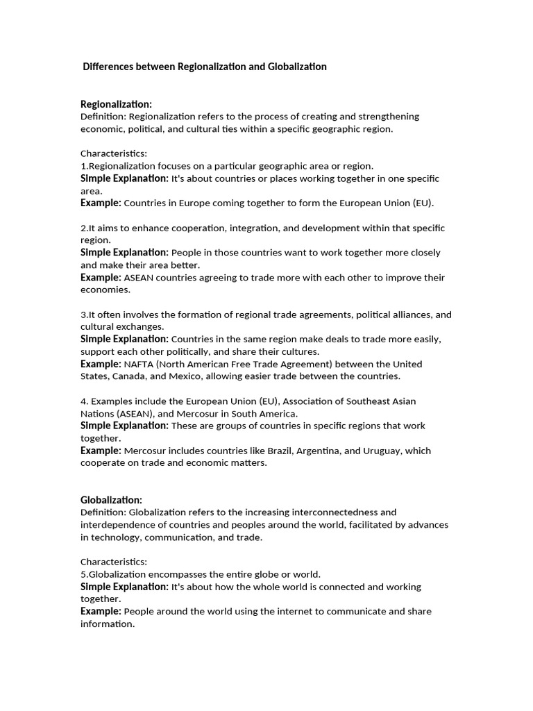 Regionalization vs. Globalization Explained | PDF | Globalization ...