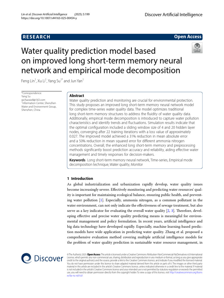 Water Quality Prediction Model Based On Improved L | PDF | Deep ...