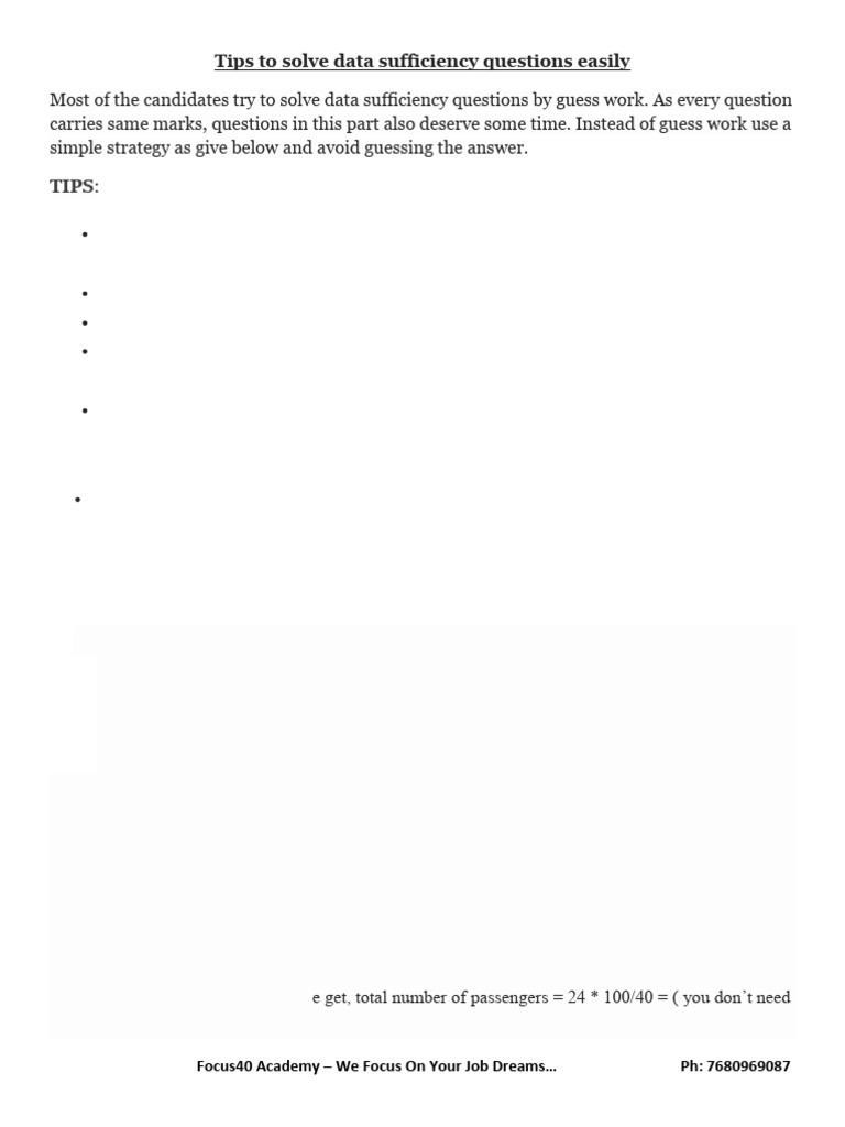 Tips To Solve Data Sufficiency Questions Easily | PDF