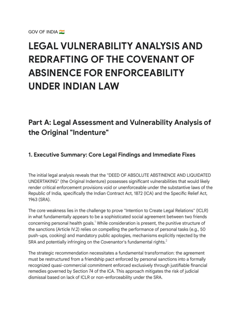 Legal Vulnerability Analysis of Abstinence Covenant | PDF | Damages ...