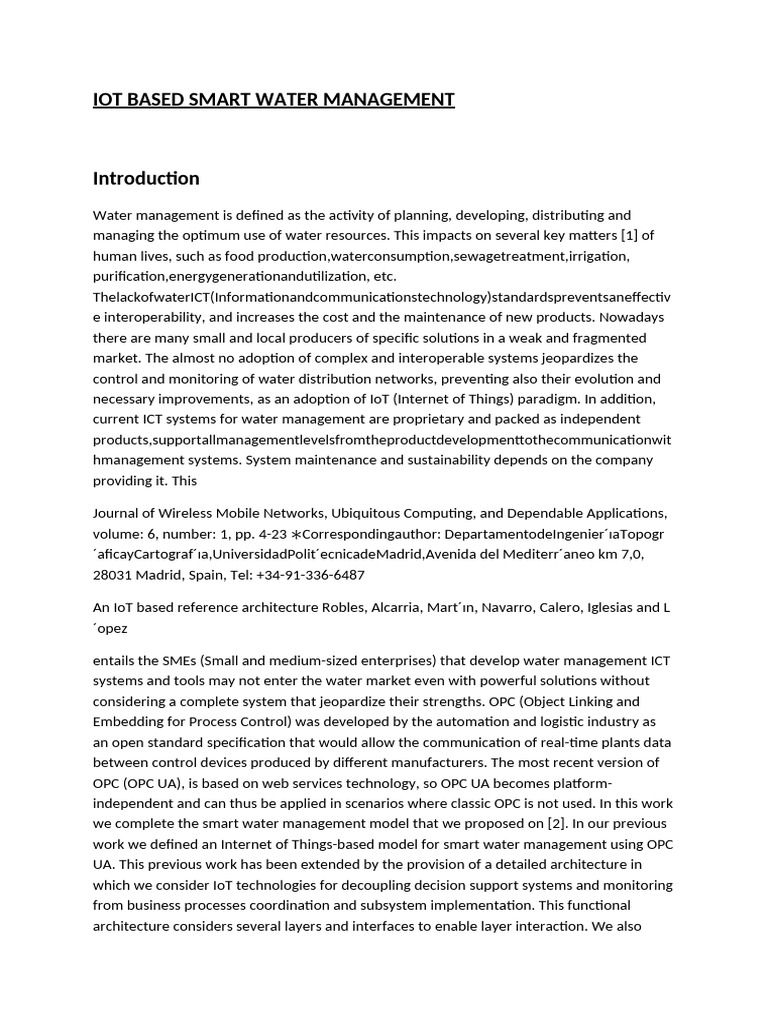 IoT Smart Water Management Solutions | PDF | Reclaimed Water | Internet ...