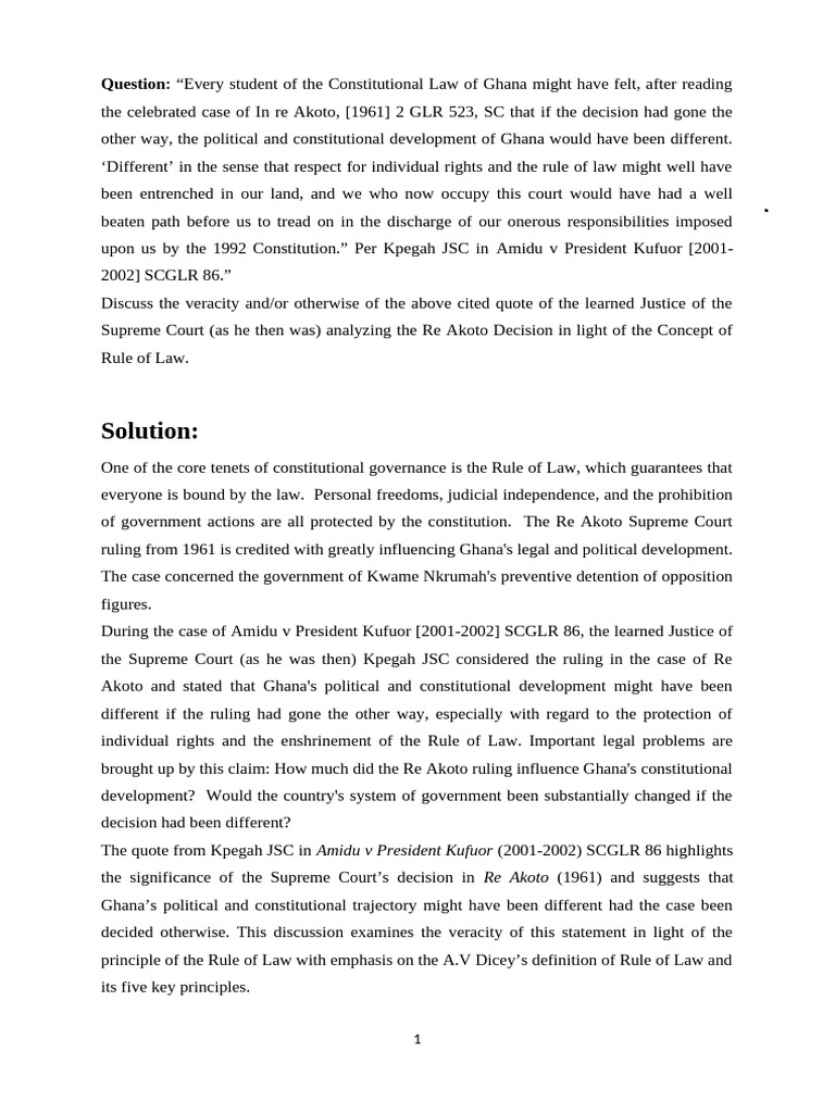 Impact of Re Akoto on Ghana's Rule of Law | PDF | Rule Of Law | Ex Post ...