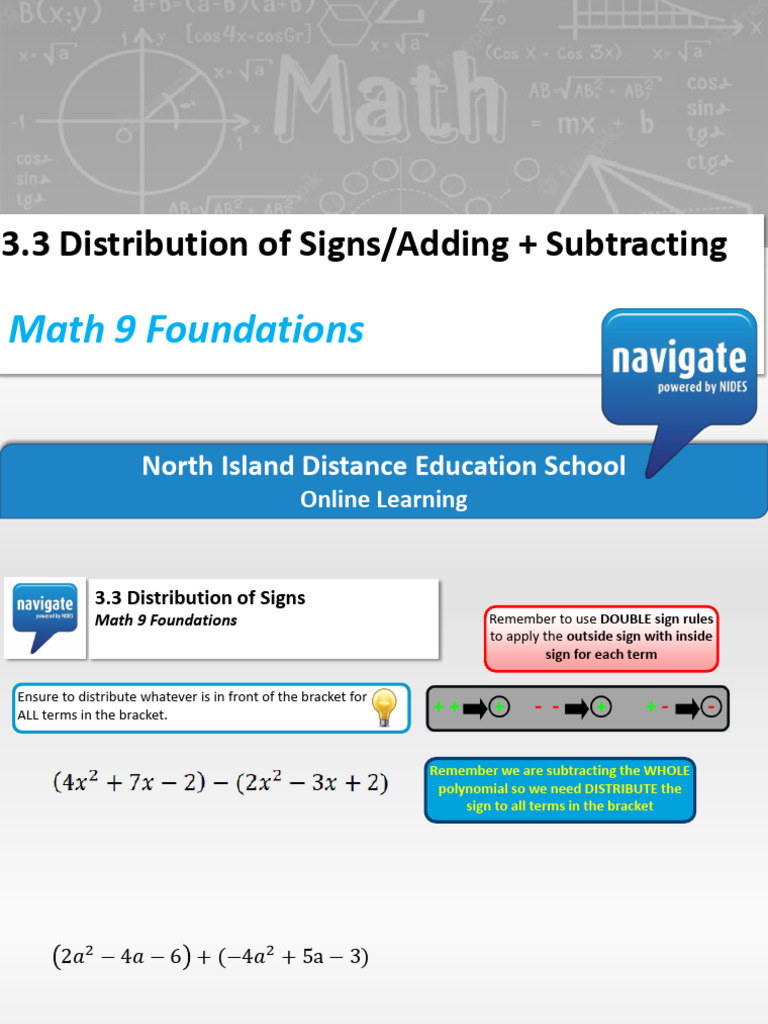 Distributing Signs in Polynomials | PDF