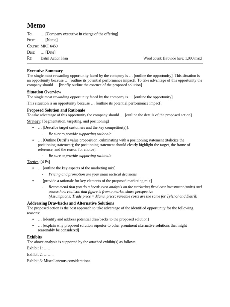 Datril Marketing Action Plan Overview | PDF