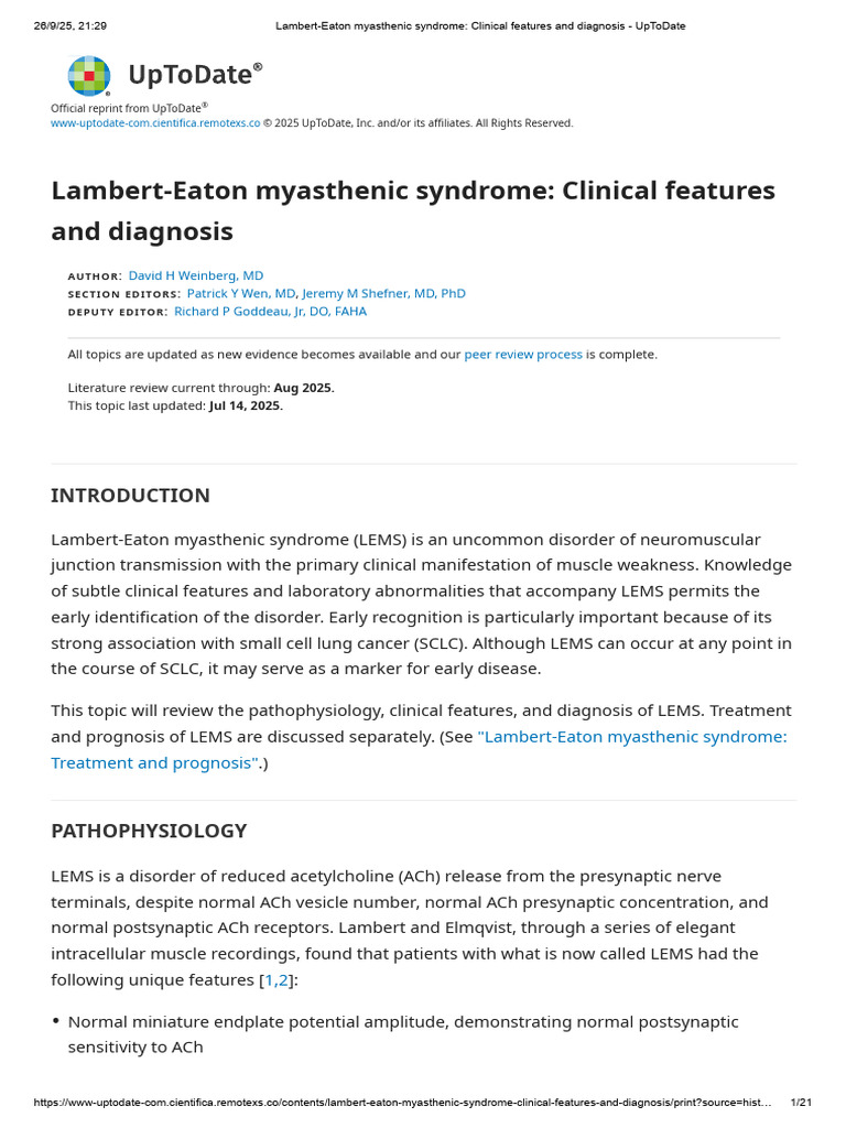 Lambert-Eaton Myasthenic Syndrome Overview | PDF | Electromyography ...