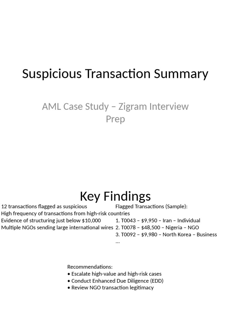 Suspicious Transaction Analysis Report | PDF