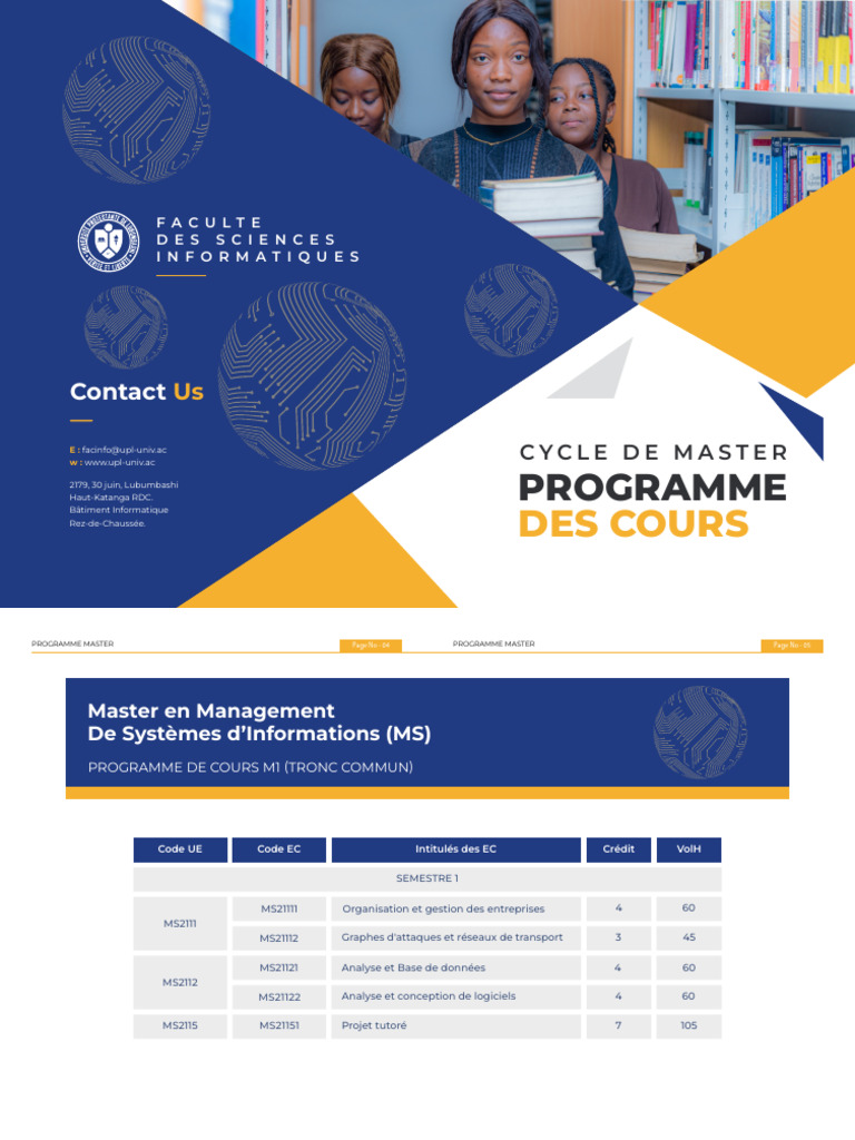 Programme de Master en Informatique | PDF | Système d'information ...