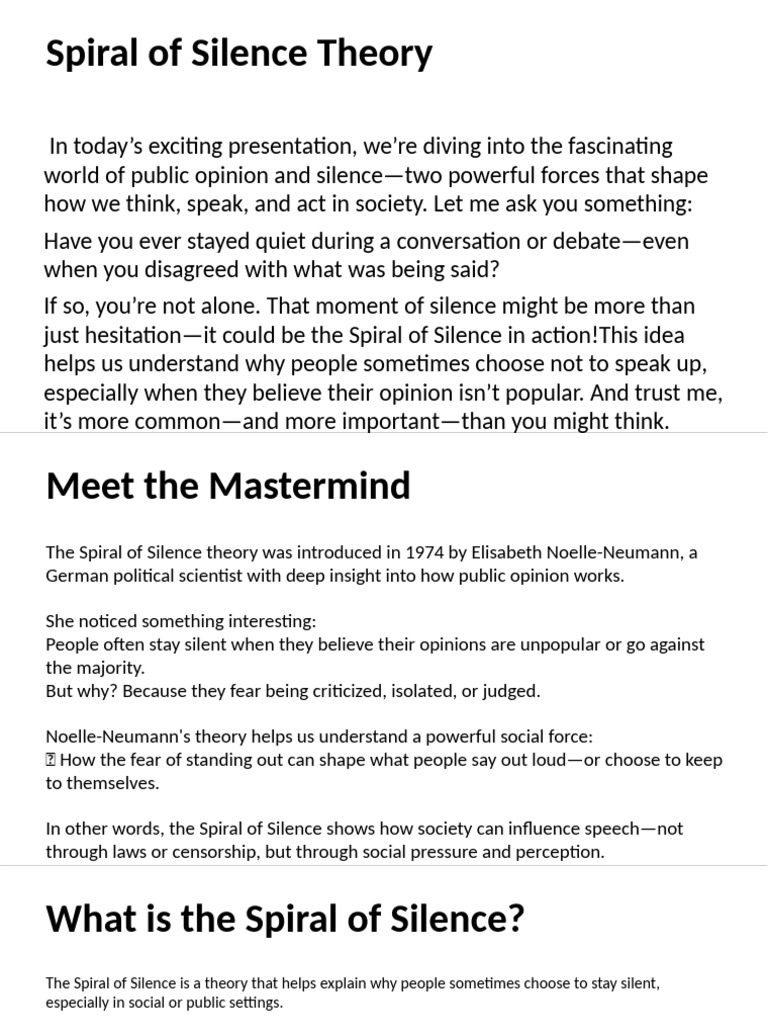 Understanding the Spiral of Silence Theory | PDF | Social Psychology ...