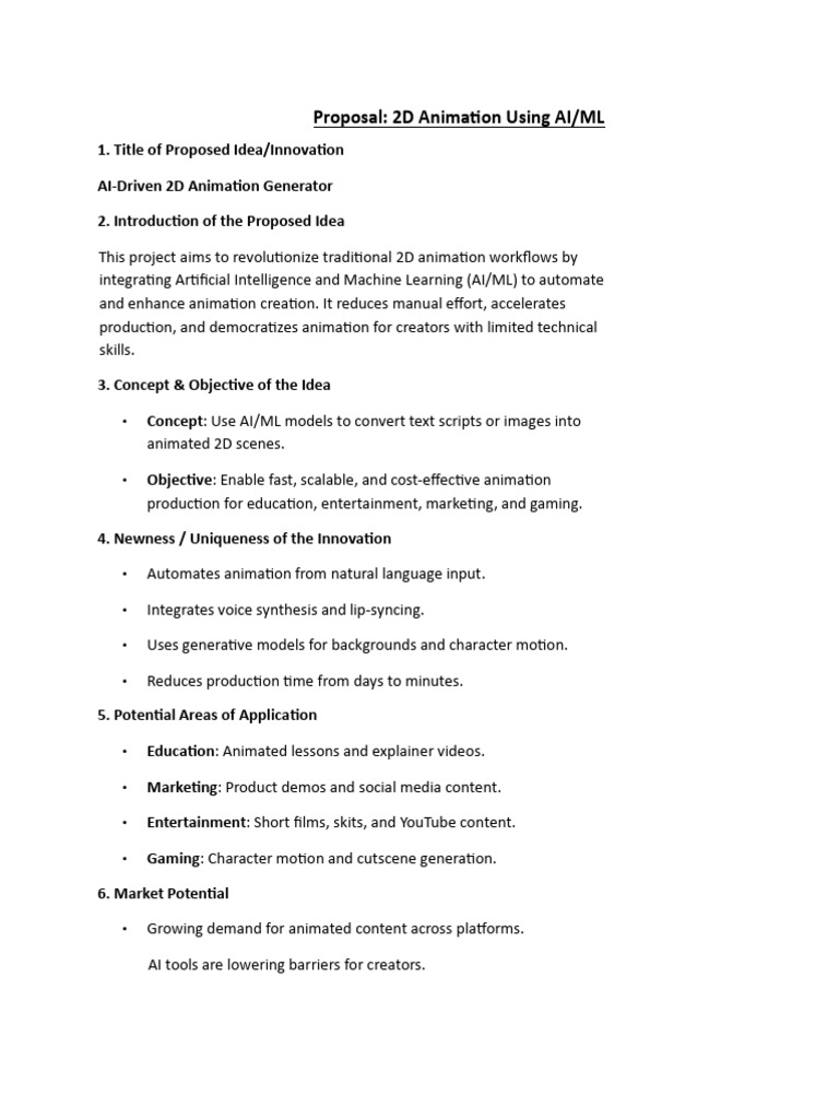 AI-Powered 2D Animation Proposal | PDF | Artificial Intelligence ...