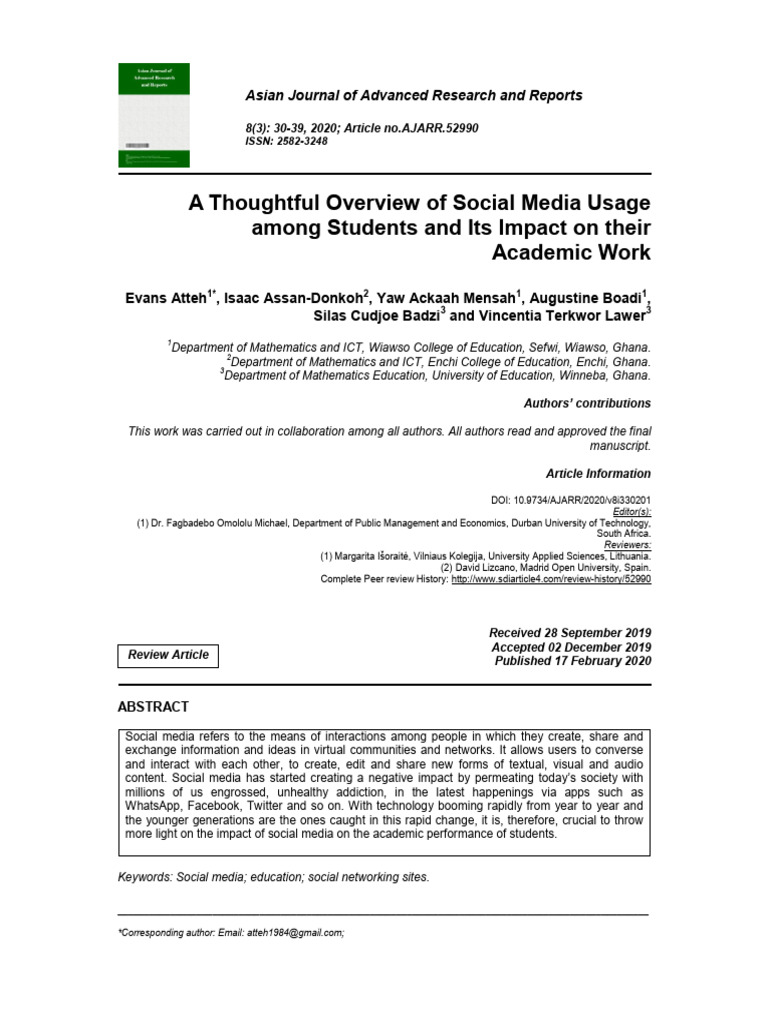 Social Media's Impact on Student Academics | PDF | Cyberbullying ...