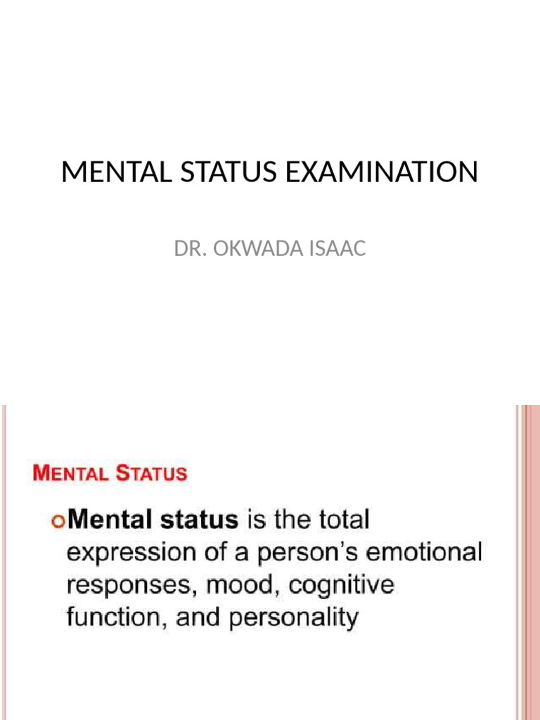 Mental Status Examination | PDF