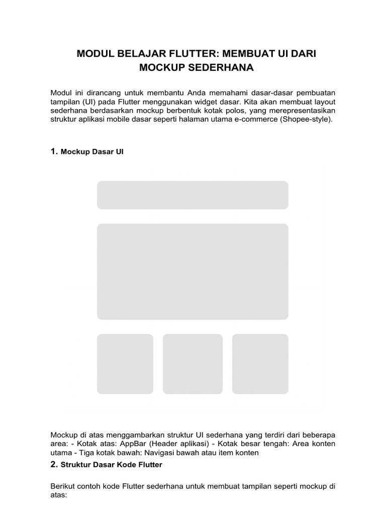 Flutter: Buat UI dari Mockup Sederhana | PDF