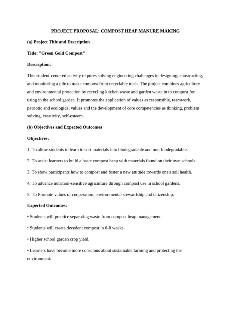 Green Gold Compost Project Proposal | PDF | Compost | Agriculture