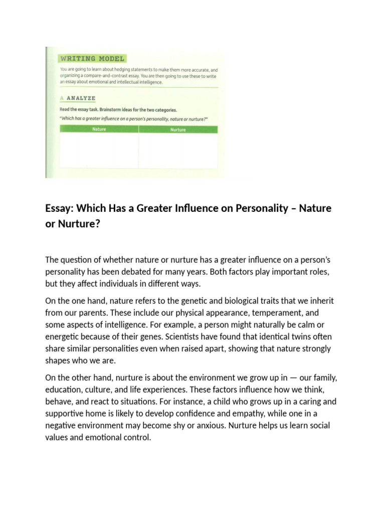 Nature vs. Nurture in Personality Development | PDF