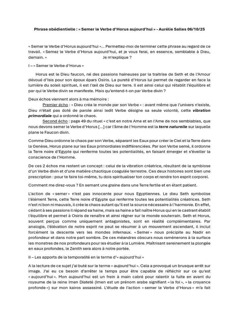 Semer le Verbe d'Horus Aujourd'hui | PDF | Horus | Osiris