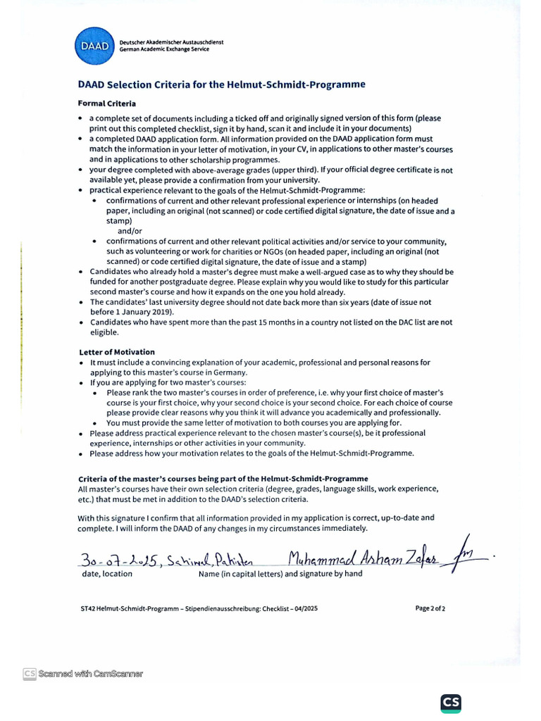 Application For DAAD Master's Scholarship For Piblic Policy and Good ...