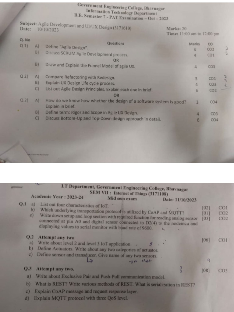 7th Sem Mid Paper 23333333 | PDF