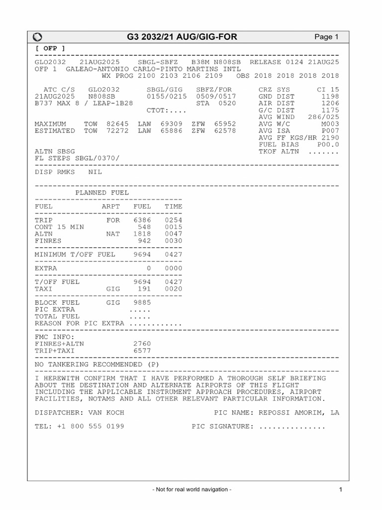 Planovoo Simbrief RJ FO | PDF