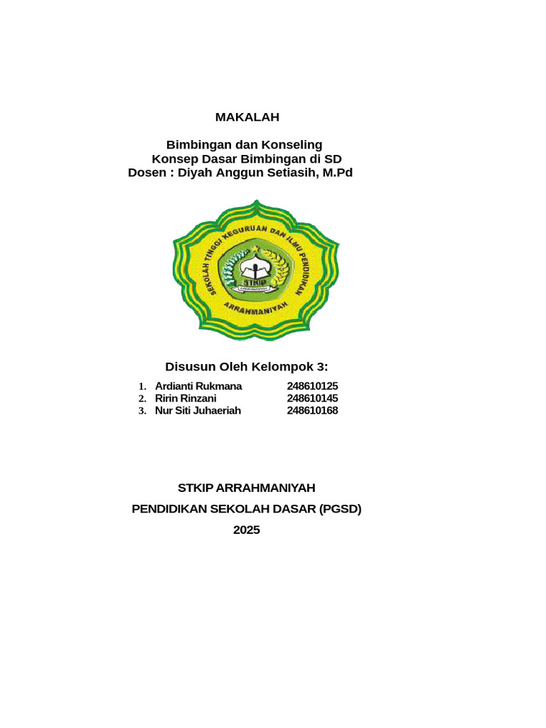 Konsep Bimbingan di Sekolah Dasar | PDF
