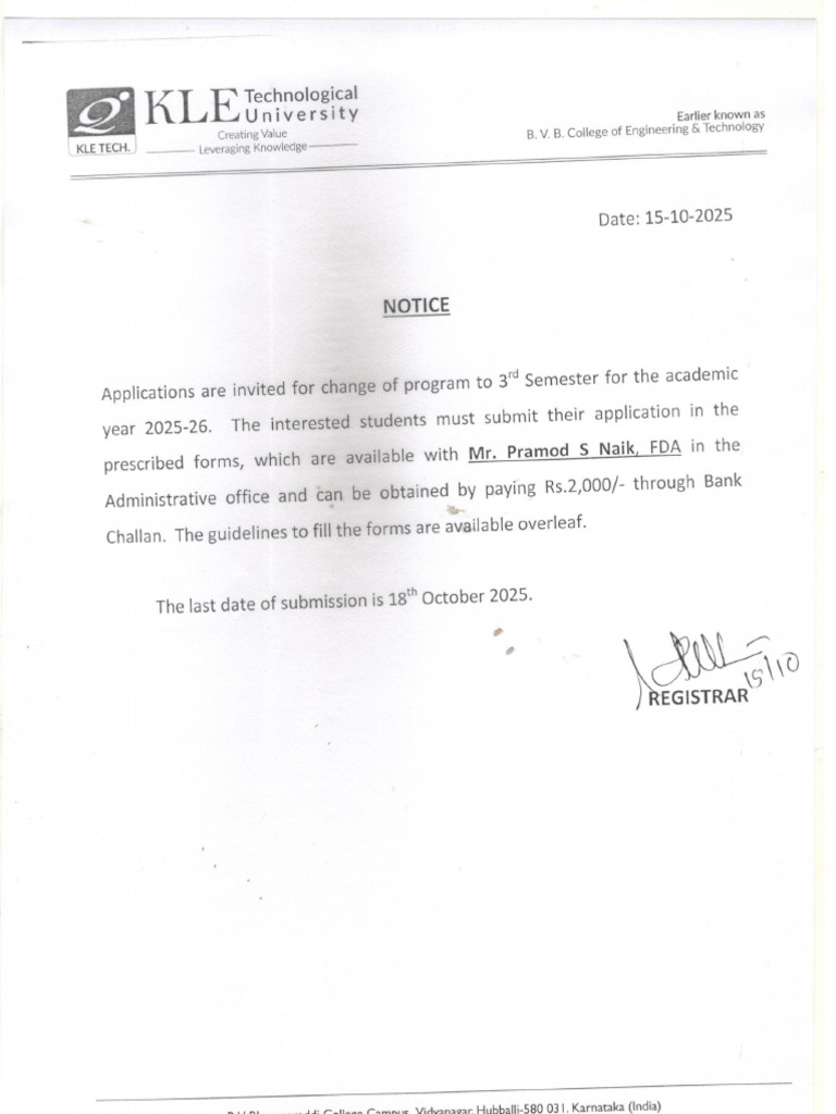 Change of Prg. Application | PDF