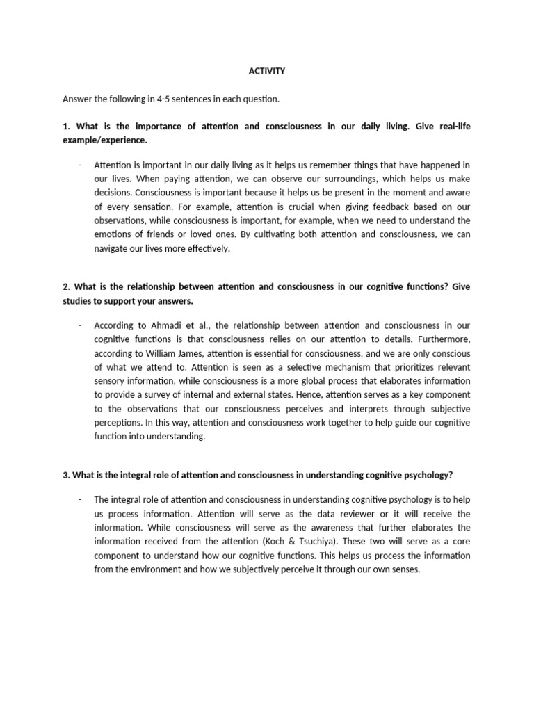 Importance of Attention and Consciousness | PDF | Attention | Consciousness