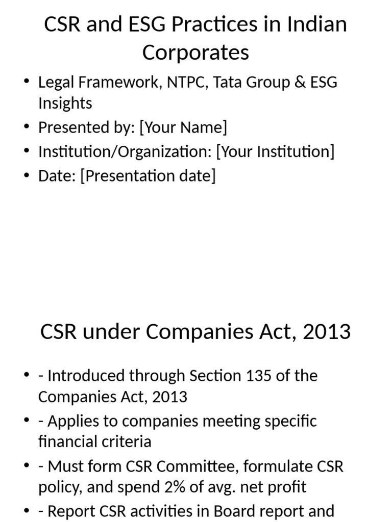 CSR ESG Presentation | PDF