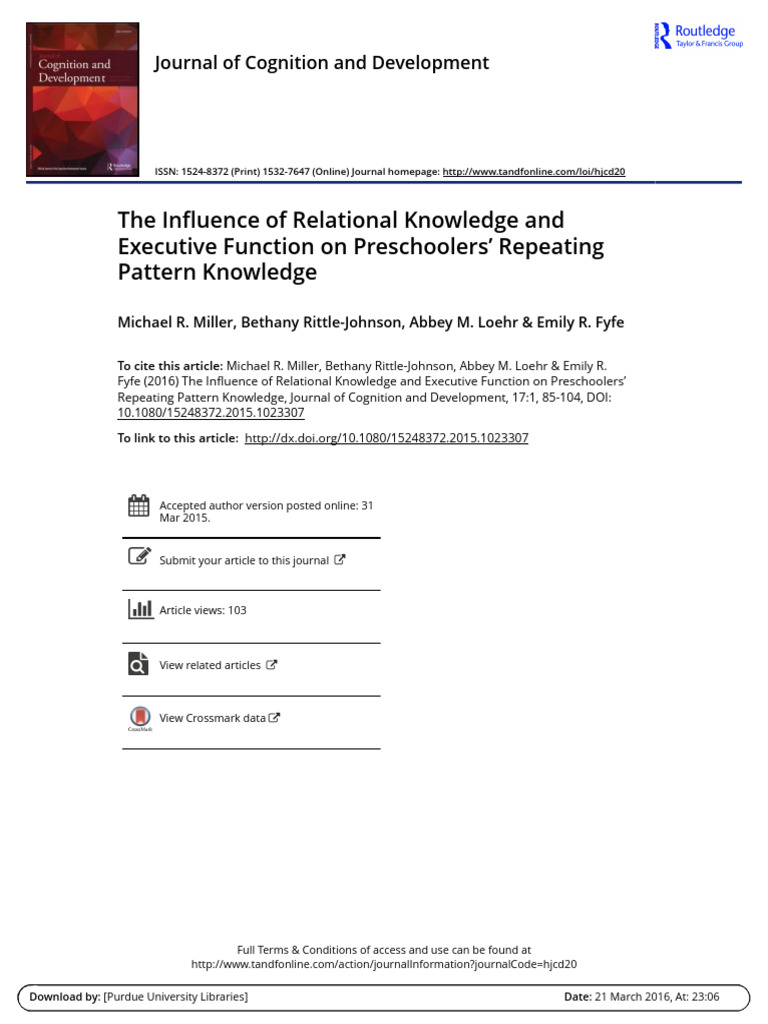 Preschoolers' Pattern Knowledge Factors | PDF | Working Memory ...