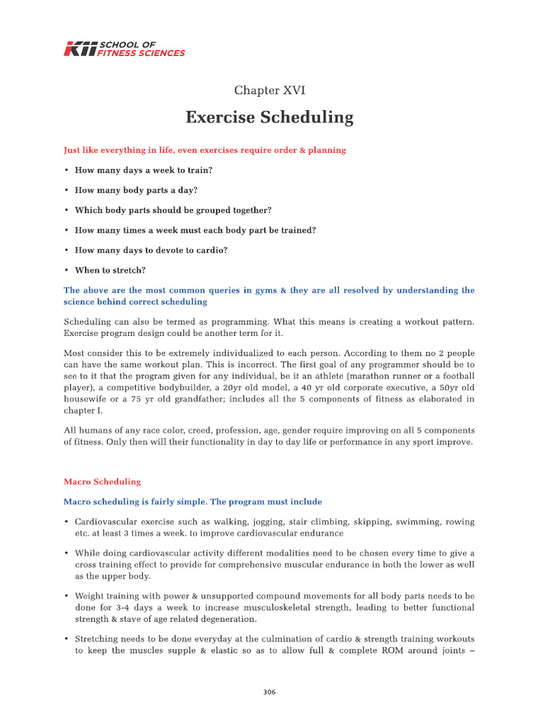 16 Exercise Scheduling | PDF