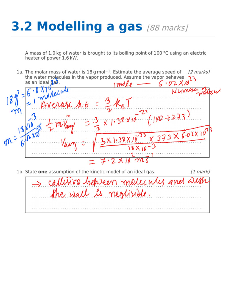 3.2 Modelling A Gas | PDF | Gases | Temperature