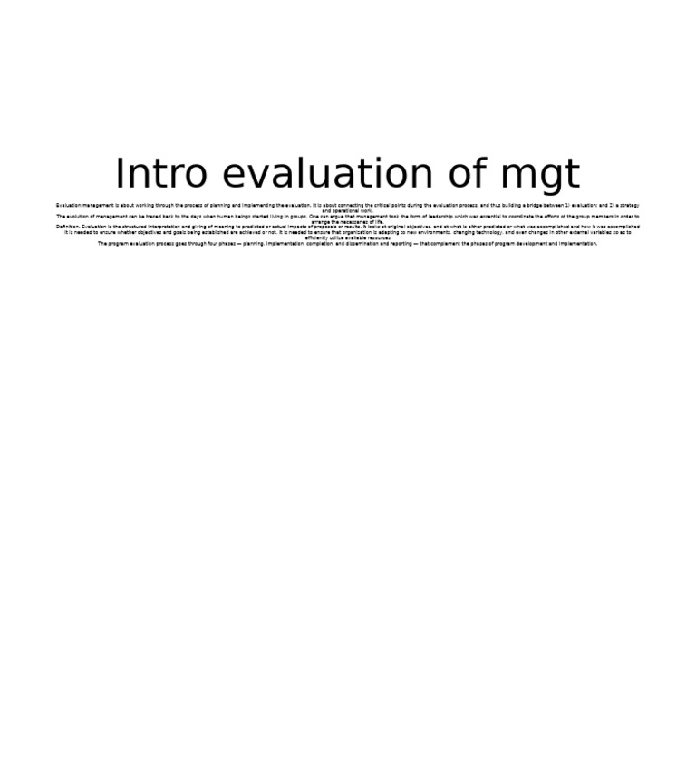 Curated visual reference: Picture Idea: Overview Of Evaluation Management Process