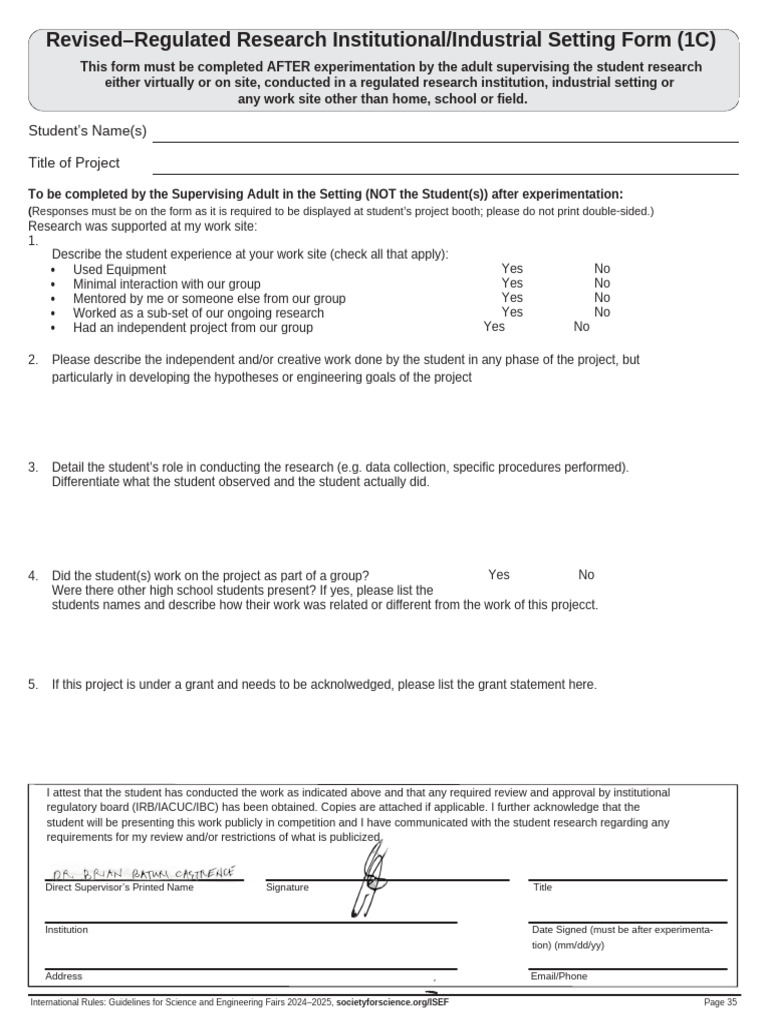 Regulated Research Institution Form | PDF