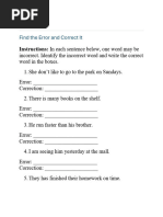 Sentence Error Correction Exercises | PDF