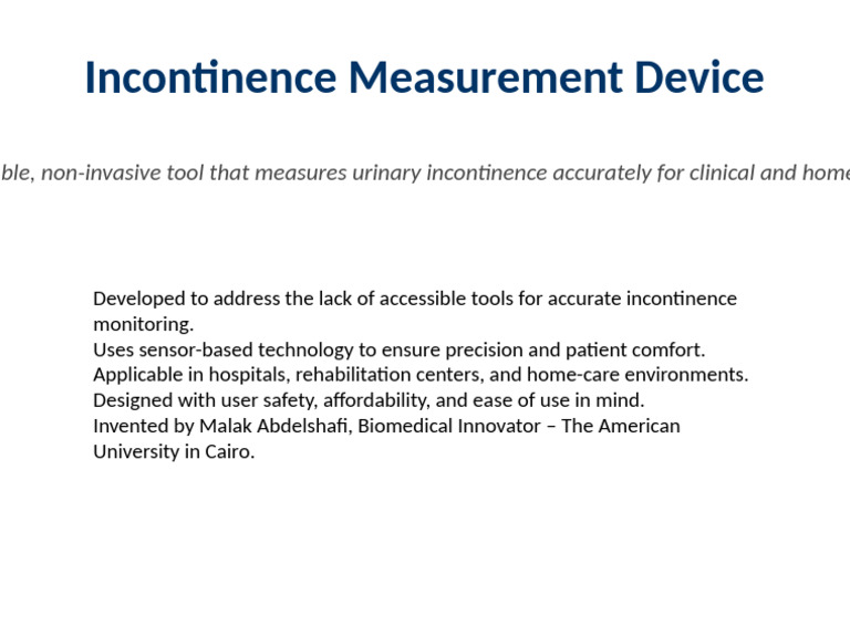 Incontinence Measurement Device Presentation | PDF