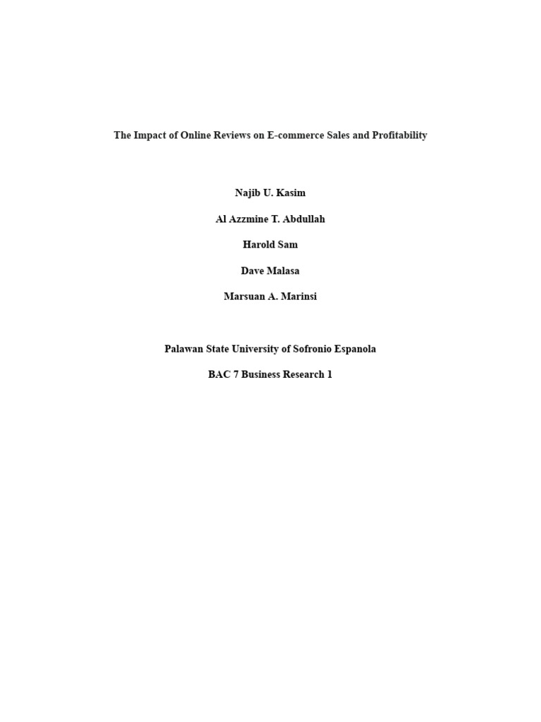 The Impact of Online Reviews On E-Commerce Sales and Profitability ...