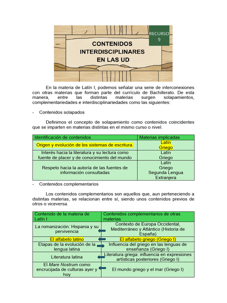 Recurso 9 Interd | PDF | latín | Plan de estudios