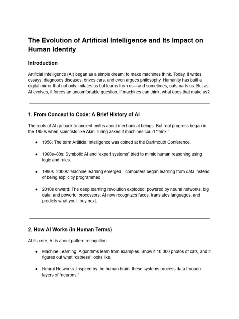 AI's Evolution and Human Identity Impact | PDF | Artificial ...