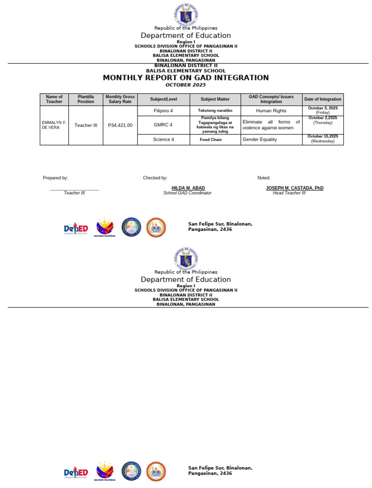 Gad Concept Integration For Teachers October | PDF | Gender Equality ...